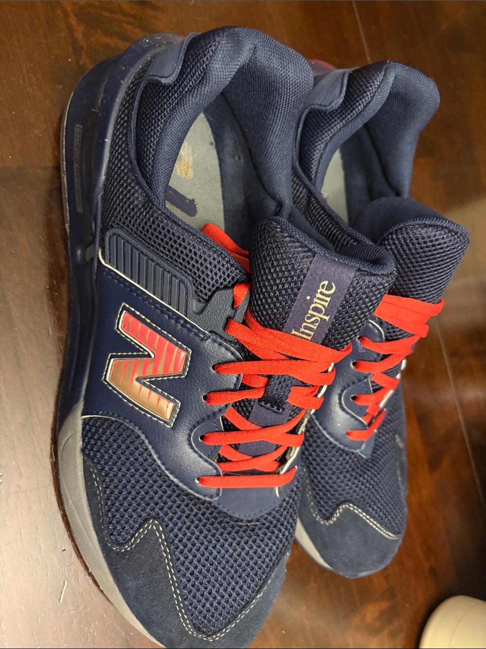 New Balance Navy Athletic Sneakers with Red Laces